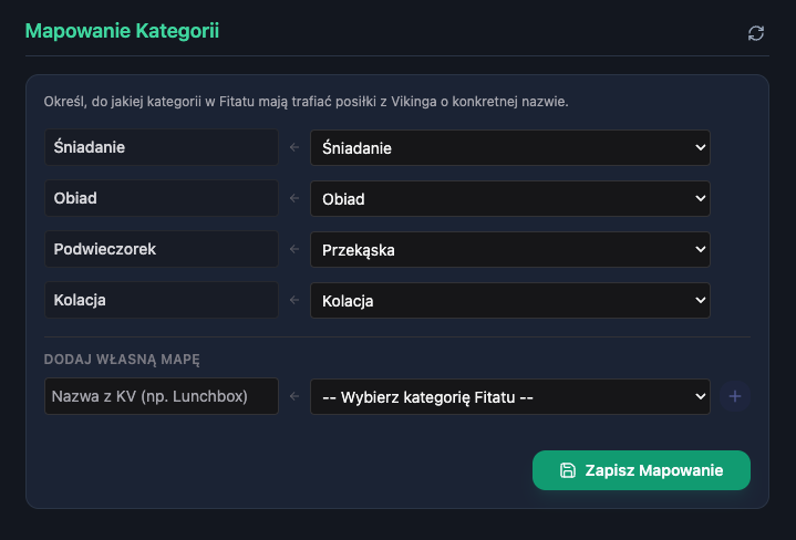 Mapowanie posiłków